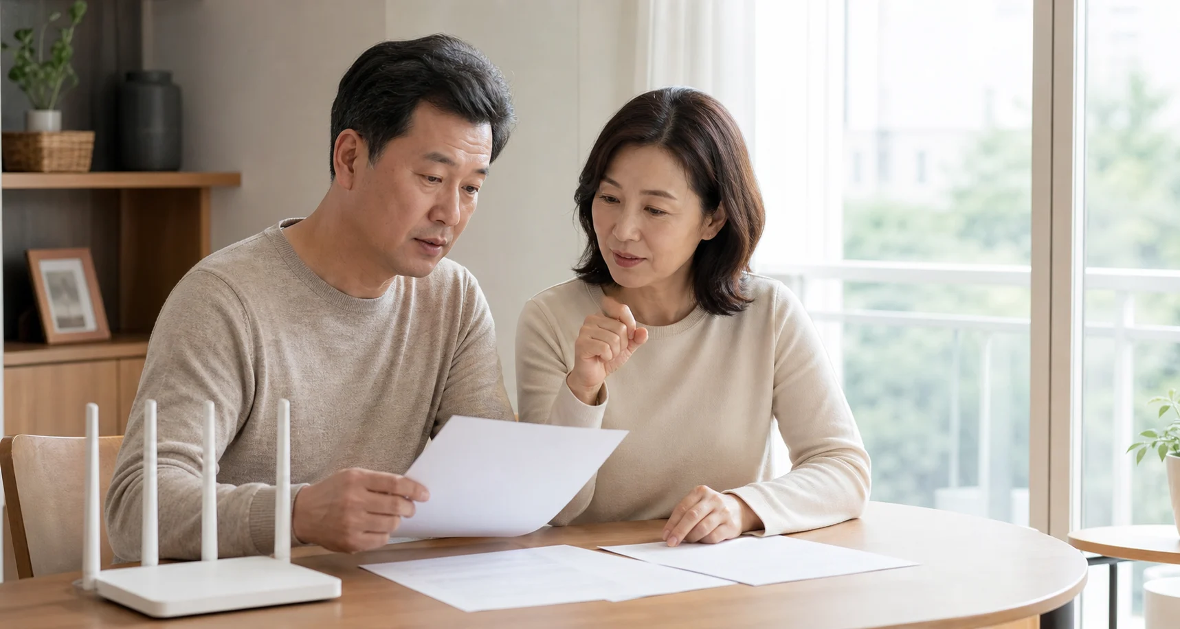 인터넷 재약정 혜택 비교 조건을 정리하는 모습